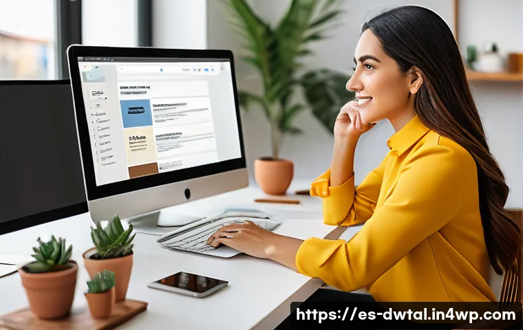 브랜드 이미지 개선을 위한 디지털 마케팅 - A modern digital marketing workspace featuring a professional Hispanic woman in her early 30s, dress...