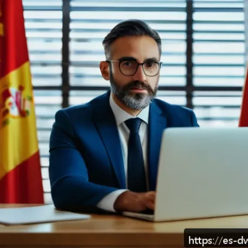 명성 관리의 법적 측면 - A professional Spanish digital rights lawyer in a modern office setting, reviewing documents about o...